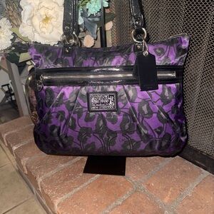Coach Purple and Black Signature Shoulder Bag